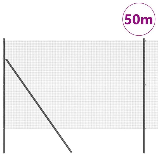 vidaXL Afrasteringspaal Grijs 50 x 1,5 m (12 x 12 mm gaas)