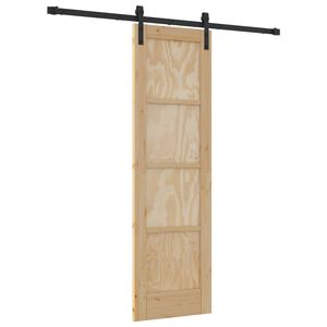 vidaXL Schuifdeur 61 x 198,5 cm Massief grenenhout Naturel en Zwart