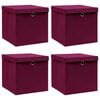 vidaXL Opbergboxen met deksel 4 st 32x32x32 cm stof donkerrood