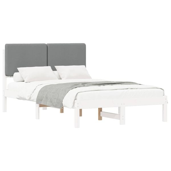 vidaXL Bedframe met Gevoerd Hoofdgedeelte Lichtgrijs 120 x 190 cm