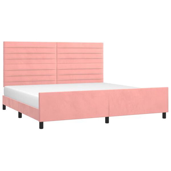 vidaXL Bedframe met hoofdeinde fluweel roze 200x200 cm