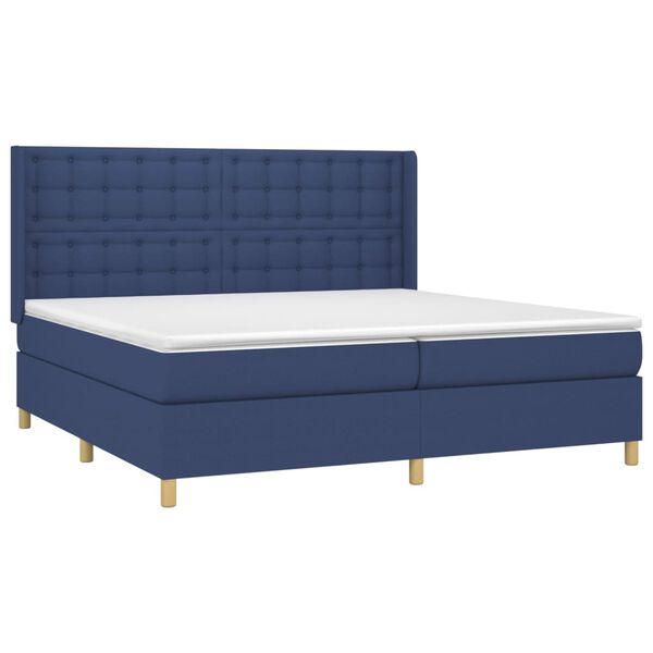 vidaXL Boxspring met matras en LED stof blauw 200x200 cm