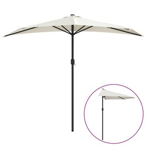 vidaXL Balkonparasol half met aluminium paal 270x144 cm zandkleurig