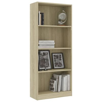 vidaXL Boekenkast met 4 schappen 60x24x142 cm bewerkt hout sonoma eik