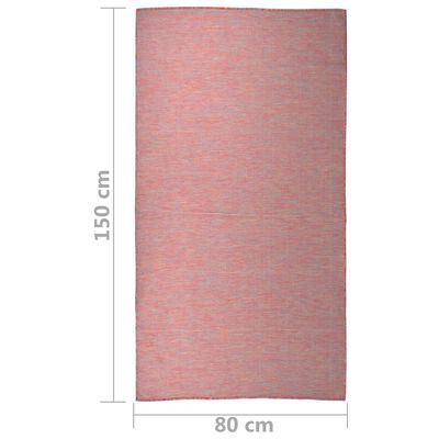 vidaXL Buitenkleed platgeweven 80x150 cm rood