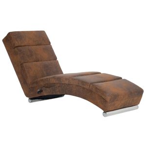 vidaXL Massage chaise longue kunstsu&egrave;de bruin