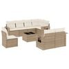 vidaXL 9-delige Loungeset met kussens poly rattan beige
