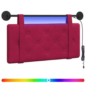 vidaXL Hangend hoofdbord Met LED-verlichting Wijnrood Fluweel