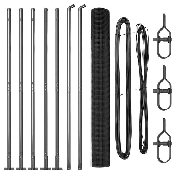 vidaXL Hecke met palen Grijs 1.5 x 10 m Staal