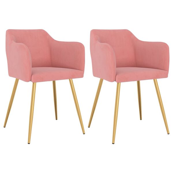 vidaXL Eetkamerstoelen 2 st fluweel roze