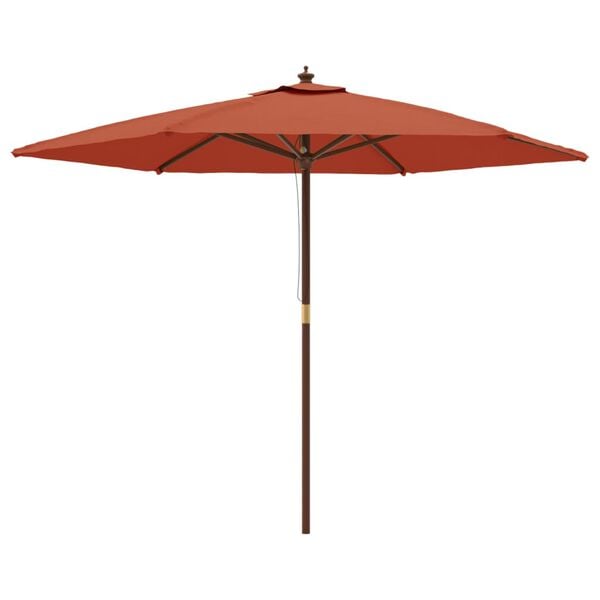 vidaXL Parasol met houten paal 299x240 cm terracottakleurig