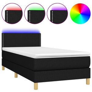 vidaXL Boxspring met matras en LED stof zwart 90x200 cm