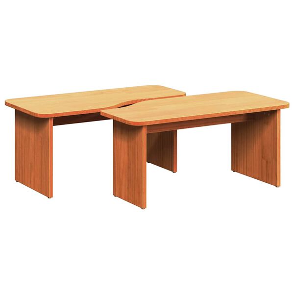 vidaXL Salontafel 2 pcs Wasbruin Massief grenenhout