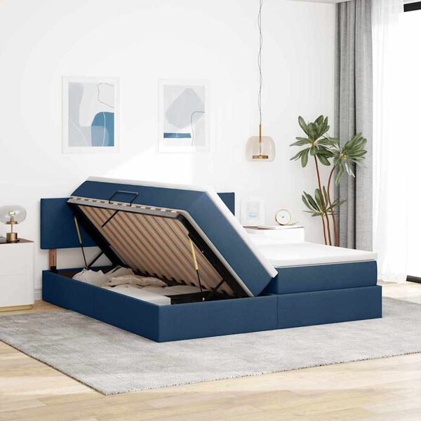 vidaXL Opslag bed met matras met opslag Blauw 180 x 200 cm Nep Leer