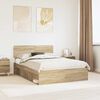 vidaXL Bedframe met hoofdeinde Sonoma 140 x 190 cm Massief grenenhout