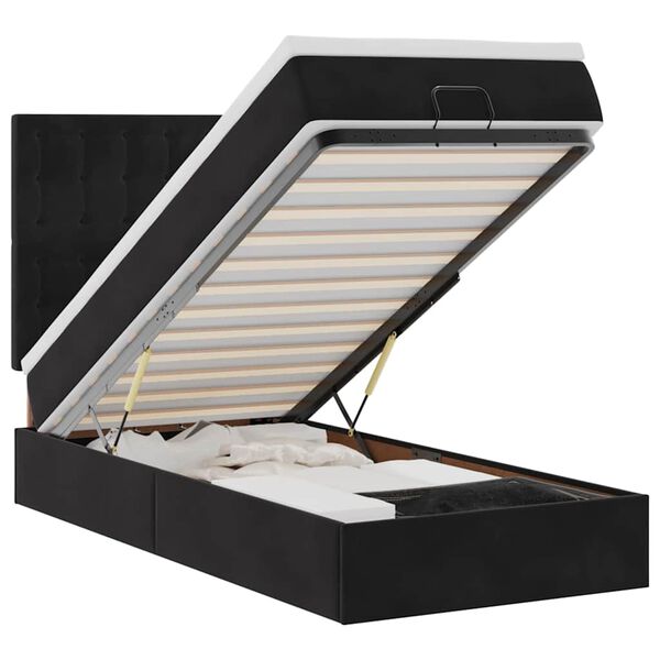 vidaXL Ottoman bed met matrassen 90x200cm fluweel zwart