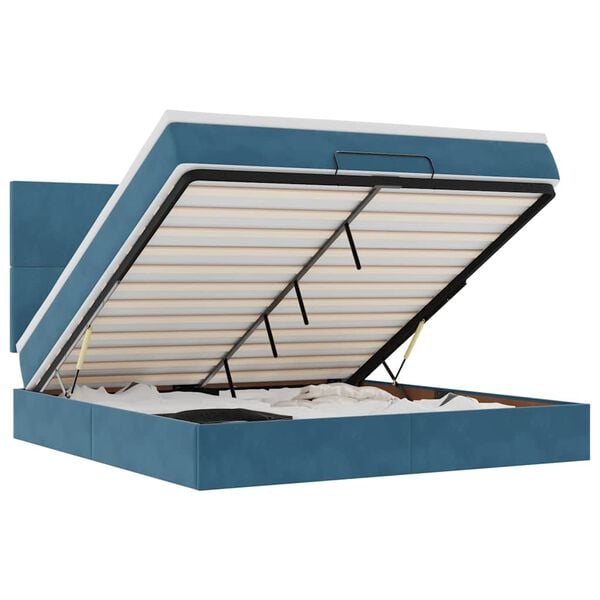 vidaXL Ottoman bed met matrassen 180x200cm fluweel donkerblauw