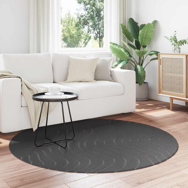 vidaXL Vloerkleden Rond HUARTE Antraciet &Oslash; 200 CM Polyester
