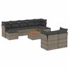vidaXL 10-delige Loungeset met kussens poly rattan grijs
