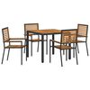 vidaXL Tuin Eetset 5 pcs Zwart en Hout 90 x 90 x 75 cm poly rattan