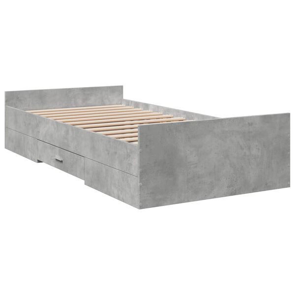 vidaXL Bedframe met lades bewerkt hout betongrijs 100x200 cm