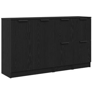 vidaXL Dressoir 3 st Zwart Eiken 120 x 30 x 70 cm Bewerkt hout