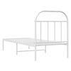 vidaXL Bedframe met hoofdbord zonder matras metaal wit 75x190 cm