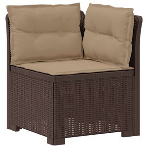 vidaXL E&eacute;npersoons Tuinbank met Kussens Rattan Look PP Bruin