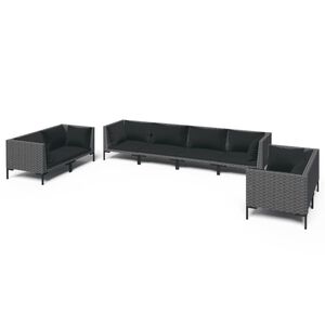 vidaXL 8-delige Loungeset met kussens poly rattan donkergrijs