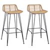 vidaXL Barkruk 2 st Naturel 44 x 45 x 76 cm Rattan en staal