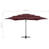 vidaXL Parasol 4-laags met aluminium paal 250x250 cm bordeauxrood