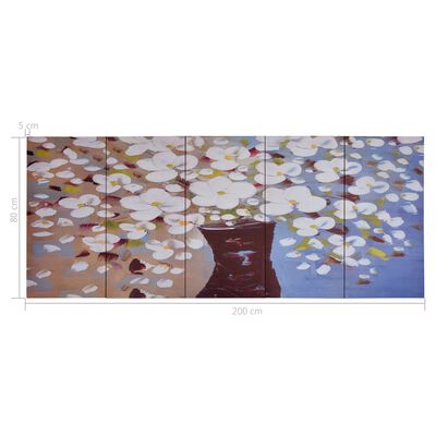 vidaXL Wandprintset bloemen in vaas 200x80 cm canvas meerkleurig