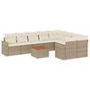 vidaXL 10-delige Loungeset met kussens poly rattan beige
