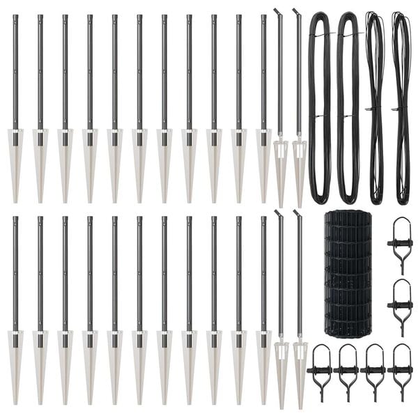 vidaXL Hek met Paal Grijs 0,6 x 50 m Staal en PVC