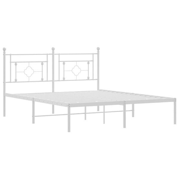 vidaXL Bedframe met hoofdbord metaal wit 160x200 cm