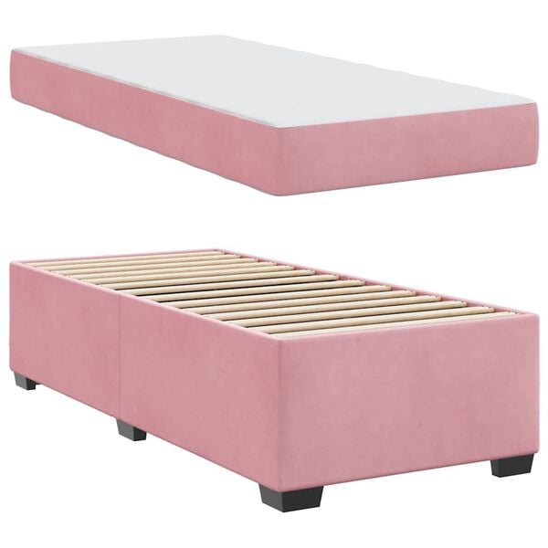 vidaXL Bedframe met matras Roze 90 x 200 cm Stof