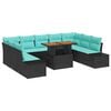 vidaXL Tuin Sofa Set 10 st 9-Aantal zitplaatsen Zwart en Blauwgroen