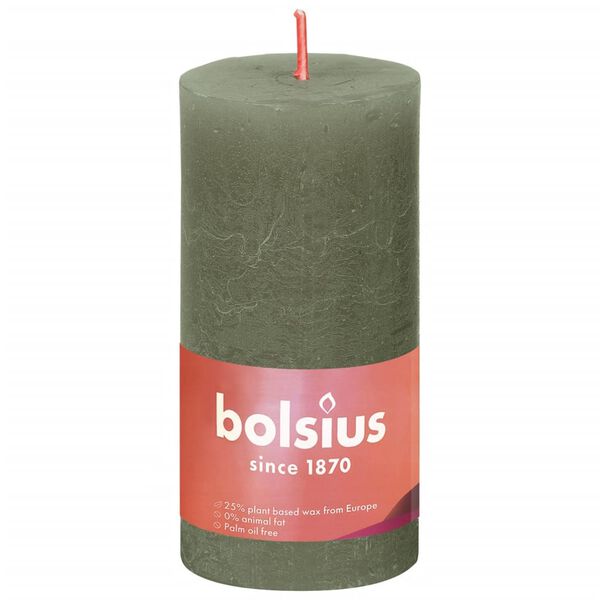 Bolsius Stompkaarsen Shine 8 st rustiek 100x50 mm fris olijfkleurig