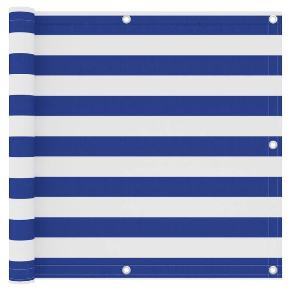 vidaXL Balkonscherm 90x500 cm oxford stof wit en blauw