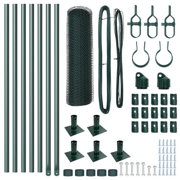 vidaXL Afrasteringspaal Groen 10 x 0,4 m (13 mm gaas) Staal en PVC