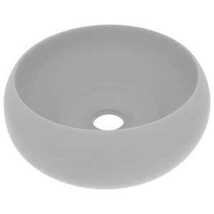 vidaXL Wastafel rond 40x15 cm keramiek mat lichtgrijs
