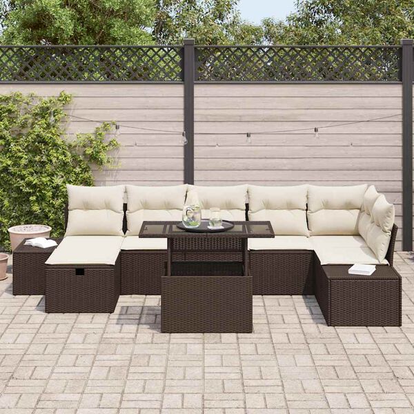 vidaXL Tuin Sofa Set 8 pcs Bruin poly rattan