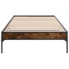 vidaXL Bedframe bewerkt hout en metaal gerookt eikenkleurig 90x190 cm