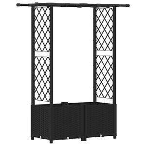 vidaXL Verhoogd Bed met Trellis en Dak Zwart 124,5 x 40 x 136 cm PP