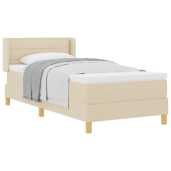 vidaXL Boxspringbed met matras met hoofdeinde Cr&egrave;me 200 x 100 cm Stof