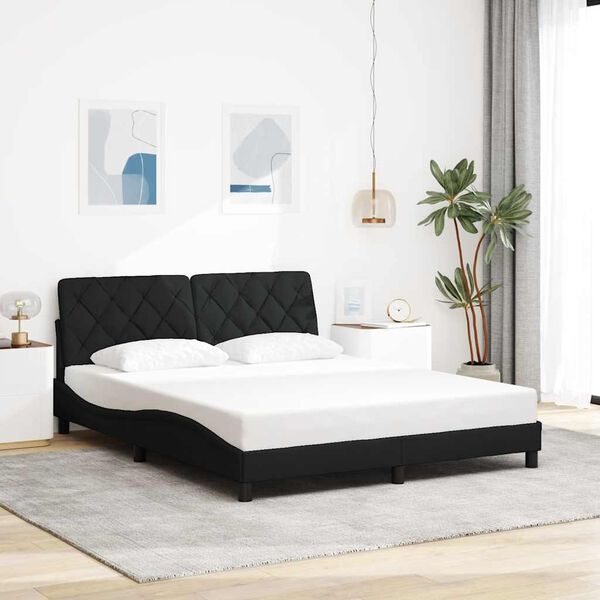 vidaXL Bedframe zonder matras stof zwart 160x200 cm
