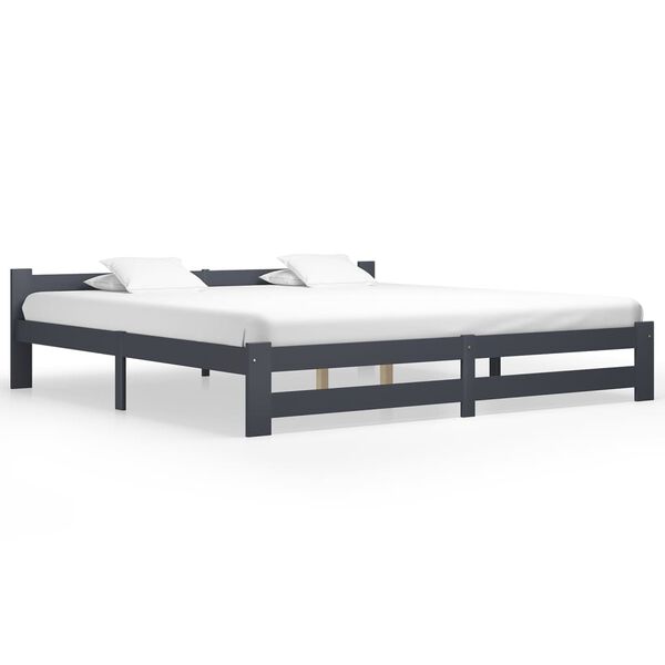 vidaXL Bedframe massief grenenhout donkergrijs 200x200 cm