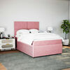 vidaXL Boxspring met matras fluweel roze 140x200 cm