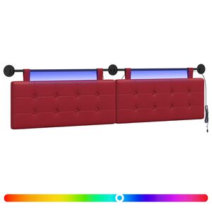 vidaXL Hangend hoofdbord Met LED-verlichting Wijnrood Kunstleer
