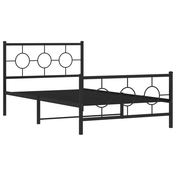 vidaXL Bedframe met hoofd- en voeteneinde metaal zwart 107x203 cm
